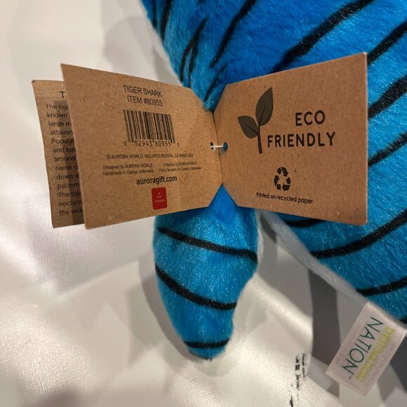 Aurora Destination Nation Tiger Shark 14" Plush NWT - Picture 7 of 10